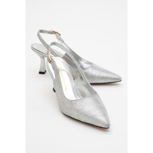 Ccway Kadın Topuklu Ayakkabı Gümüş Dalgalı