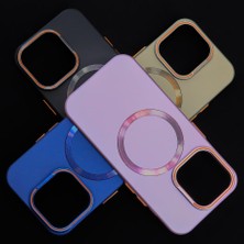 Demina iPhone 15 Pro Max Uyumlu Magnezyum Standlı ve Lens Hediyeli Lüks Kılıf