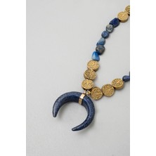Cayo Largo Jewellery Saraswati Lapis Hilal Kolye- Gümüş Üzeri Altın Kaplama
