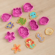 Deniz Kızı ve Teması Kurabiye Kalıbı Seti - 7 Parça - 8cm
