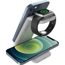 Avigo 3'lü Wireless Kablosuz Şarj Standı Apple - Android Uyumlu 20W Hızlı Şarj Kulaklık - Saat Şarj Standı