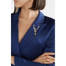 Renkli Taşlı Geyik Broş