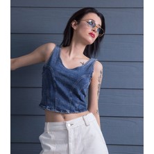 Kutaf Sırt Detaylı Jean Büstiyer