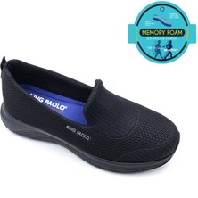 King Paolo K5182 Memory Foam Taraklı Ayak Kadın Siyah Yazlık Tekstil Konfor Ayakkabı
