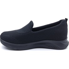 King Paolo K5182 Memory Foam Taraklı Ayak Kadın Siyah Yazlık Tekstil Konfor Ayakkabı