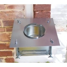 Renuzu Isı Yalıtımlı Yanmaz Boru Baca Çıkışı (Ağaç Ev, Konteyner Için) 130 mm Çap Kare Taban 28*28