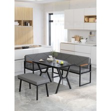 Mygusi Src Serisi Mutfak, Balkon Köşe Takımı, 70 x 110  cm  Bendir Masalı - Koyu Gri