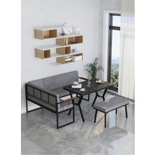 Mygusi Src Serisi Mutfak, Balkon Köşe Takımı, 70 x 110  cm  Bendir Masalı - Koyu Gri
