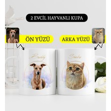 Bk Gift Kişiye Özel İki Evcil Hayvan Karikatürlü Beyaz Kupa Bardak-3, Arkadaşa Hediye, Sevgiliye Hediye