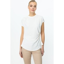 Ekol Kadın Drapeli Kolsuz Bluz 3038 Ekru