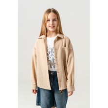 Kız Çocuk Tek Cepli Gömlek T-Shirt Ikili Takım 1802