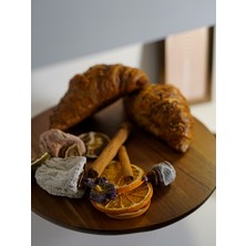 BadeHome Decoration Doğal Akasya Ayaklı Yuvarlak Sunumluk Pasta/kek Standı