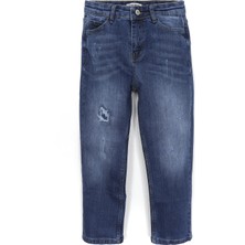 DobaKids Erkek Çocuk Destroyed Jean Yırtık Kot Denim Pantolon Lacivert 001-0002034