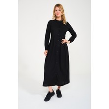 Barbora Yazlık Keten Günlük Tam Boy Tesettür Kadın Elbise