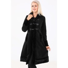 1Tarz Tasarım Kaşe Kaşmir Kürk Detaylı Kaban