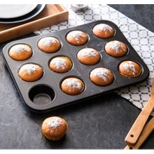 Ozcmax 12 Bölmeli Metal Yapışmaz Muffin Kek Kalıbı