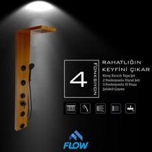 Flow Yapı Venüs Teak Ağacı Premium Masajlı Duş Paneli - Dikey Jakuzi - Robot Duş - El Duşu - Lüx Duş