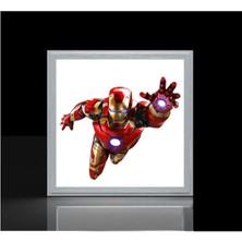 Gökyüzü Panel Iron Man Çocuk Odası LED Lamba, 60 x 60 Avize, 60WATT Cocuk Odası Avize, Modern Çerçeve