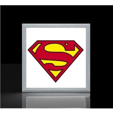 Gökyüzü Panel Super Man Çocuk LED AVIZE-60W Güçlü AYDINLATMA-60 x 60 Beyaz Homojen Işık-Modern Tasarım Baskılı