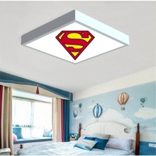 Gökyüzü Panel Super Man Çocuk LED AVIZE-60W Güçlü AYDINLATMA-60 x 60 Beyaz Homojen Işık-Modern Tasarım Baskılı