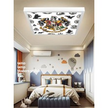 Gökyüzü Panel Harry Potter Ledli Çocuk Odası Avize, 60WATT, Beyaz Işık, 60 x 60 Modern Kare, Genç Odası Avize, Yeni