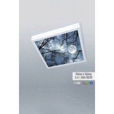 Gökyüzü Panel 1 x 1-TEKLI-60 x 60-TAVANA Yapışık LED PANEL-54W-SIVA Üstü Avize-Kolay Montaj-Ay Işığı- LED