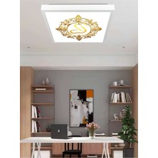 Gökyüzü Panel Gold Desenli Kare 60WATT LED Aydınlatma, Yeni Mesil Modern LED Avize, Güçlü Işık Tasarruflu Lamba