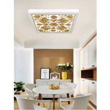 Gökyüzü Panel Bakır Yapraklar Avize, 60 x 60 Modern Kare, LED Avize, 6400K-BEYAZ Işık, LED Panel, Ev Avize,