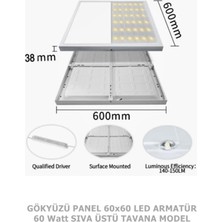 Gökyüzü Panel Bakır Yapraklar Avize, 60 x 60 Modern Kare, LED Avize, 6400K-BEYAZ Işık, LED Panel, Ev Avize,