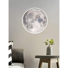 Gökyüzü Panel Salon Aplik-Moon LED APLIK,30 cm  Çap, LED 25WATT Modern Duvar Aplik Yatak Odası Aplik Duvar Lambası