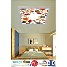 Gökyüzü Panel Sonbahar Yapraklı Modern 60W LED Avize , Tasarım Ürün 60 cm  x 60 cm  Büyük Ölçü