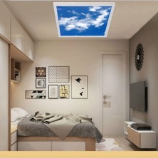 Gökyüzü Panel Modern Yeni Nesil 60 x 60 Ledli-Tavan Avize-Bulutlu GÖKYÜZÜ-54WATT-TAVANA Yapışık Lamba-Salon Avize-Uv