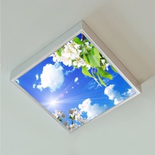 Gökyüzü Panel 60 x 60 Ledli-Hepsiburada Avize-Bulutlu Çiçekler Tavan AVIZE-54WATT-TAVANA Yapışık Lamba-Salon Avize