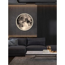 Gökyüzü Panel Moon Art, Modern Aplik, 30 cm  Çap,led 25WATT, LED Duvar Aplikleri, Yatak Odası Aplik,yatak Başı Aplik