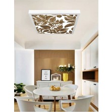 Gökyüzü Panel Modern Salon Avize, 60 cm  Kare , LED Tam 60WATT, Doğal Işık, Gold Uv Baskı LED Panel Ev Aydınlatma,