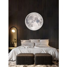Gökyüzü Panel Yatak Odası LED Aplik-Moon LED APLIK,30 cm  Çap, LED 25WATT, Modern, Duvar Aplik, Yatak Odası Aplik-A+