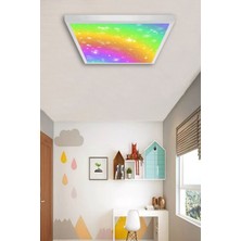 Gökyüzü Panel Genç Odası AVIZE-60 cm  x 60 cm -54WATT LED-6500 Kelvin (Beyaz)-Gökkuşağı Avize-Hd Alan Homojen Aydınlatma