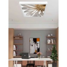 Gökyüzü Panel Paptya LED Avize, Salon Avize Modelleri 60 x 60, Modern Doğal Beyaz Işık, 6400K, 60WATT Salon Avize,