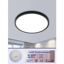 Gökyüzü Panel Black LED Panel, Yuvarlak, Ledli Armatür, 50 cm -45WATT, Siyah Çerçeve, 6500K-BEYAZ-IŞIK-LED-ARMATÜR