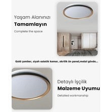 Gökyüzü Panel Gold 50 cm  Avize, 45WATT, Beyaz Işık, Yuvarlak Gold Çerçeve, LED Avize, Modern Ev Lamba