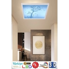 Gökyüzü Panel Yeni Tasarım Su Gülü Model LED Panel Avize 60WATT LED Aydınlatma 60 cm  x 60 cm  Modern Avize