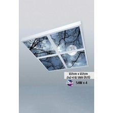 Gökyüzü Panel 124 cm  x 124 cm -DÖRTLÜ- Led-Sıva ÜSTÜ-216W-YATAK Odası LED Aydınlatma-Avize Modelleri-A+
