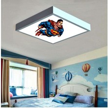 Gökyüzü Panel Süpermen Yeni Nesil AVIZE-60 cm  x 60 cm -60W Güç-Led 6500K Beyaz Işık-Dijital Baskılı Çocuk Avize