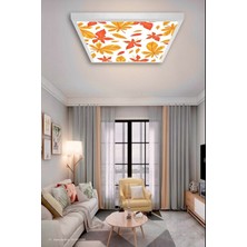 Gökyüzü Panel Living Room Chandelier-Autumn LEAVES-60 cm  x 60 cm -54W Led-Square-Led Lamp-New Chandelier-New Light