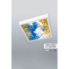 Gökyüzü Panel 1 x 1-TEKLI-60 x 60-TAVANA Yapışık LED PANEL-54W-SIVA Üstü Evize-Kolay Montaj-Buğday- LED