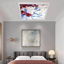 Gökyüzü Panel 60WATT Yatak Odası Ledli AVIZE-60 cm  x 60 cm  Kare Aydınlatma- Tavana Yapışık Model-Kolay Montaj Avize