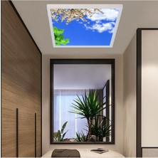 Gökyüzü Panel Modern Salon Avize 60WATT- Kare 60 cm  x 60 cm  -Yeni Tasarım Aydınlatma- Tavana Yapışık Model