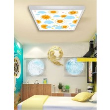 Gökyüzü Panel Güneşli-Bebek Odası AVIZE-60 cm  x 60 cm -54WATT-LED-BEBEK Avize-Güneş Avize-Bulutlu Avize-Gülen Güneş LED
