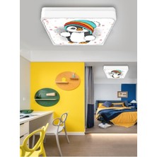 Gökyüzü Panel Sevimli Penguen Avize-Led AVIZE-25WATT-30 cm  x 30 cm ,ÇOCUK Odası Avize, Avize Modelleri,led Avize