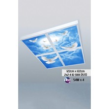 Gökyüzü Panel 124 cm  x 124 cm -DÖRTLÜ- Led-Sıva ÜSTÜ-216W-AVUKATLIK Bürosu LED Işıkları-Avize Modelleri